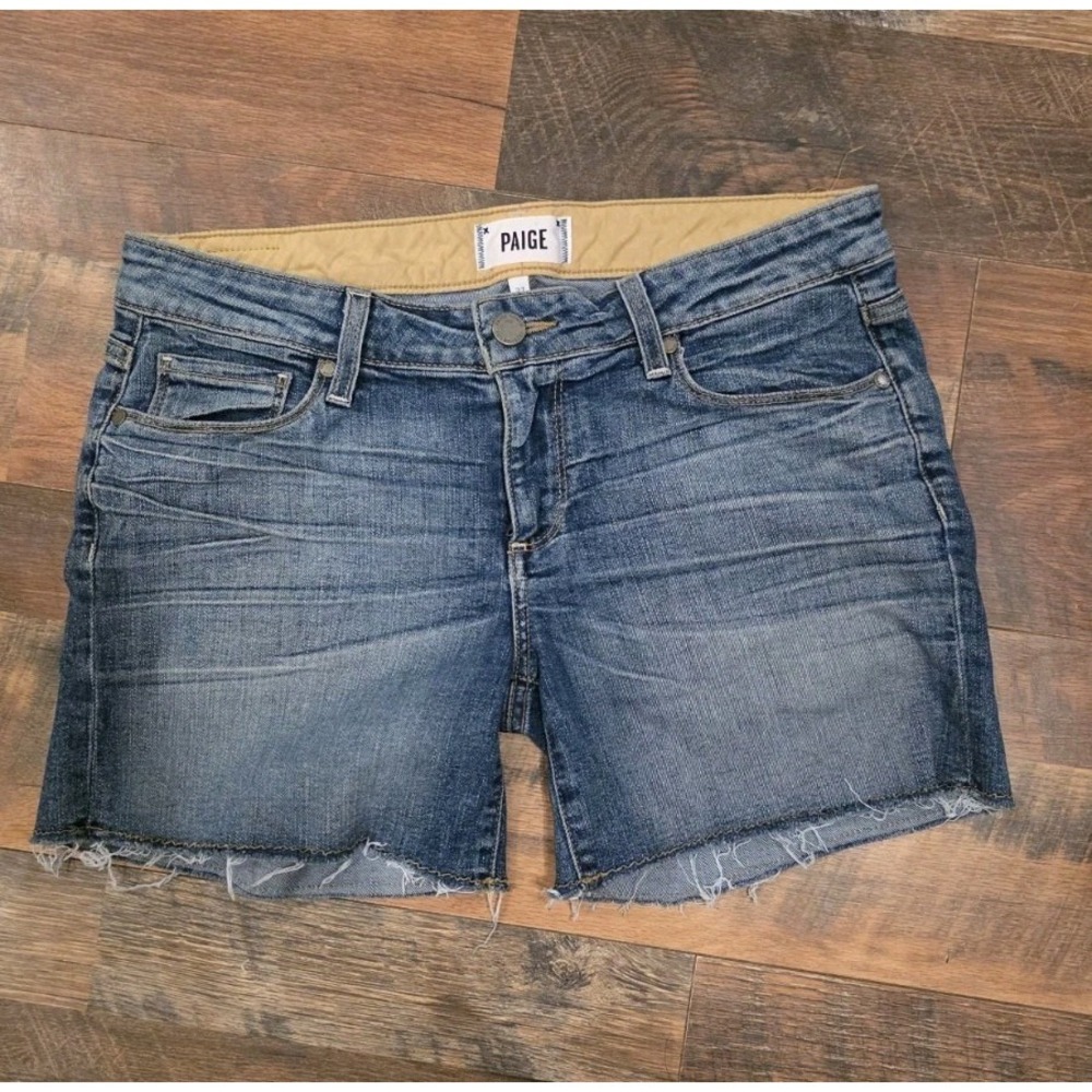 PAIGE Jimmy Jimmy Short Raw Cut Off Hem Size 27 Blue Boyfriend Shorts